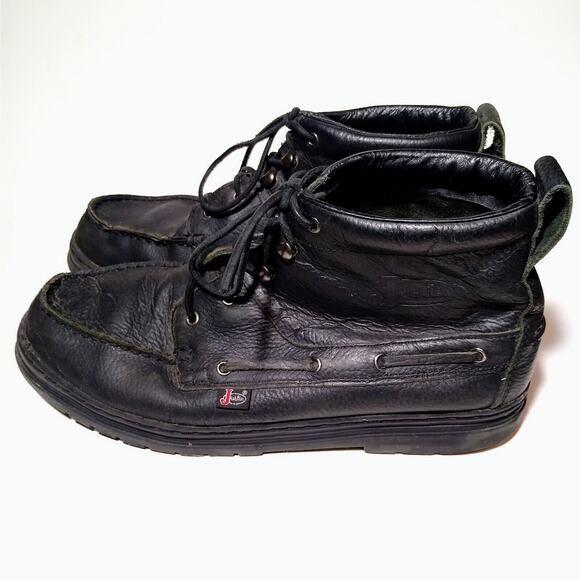 Mens Justin Work Boots Chukka Sz 12M 985 Black Pebbled Leather Lace-up Durable main image 6